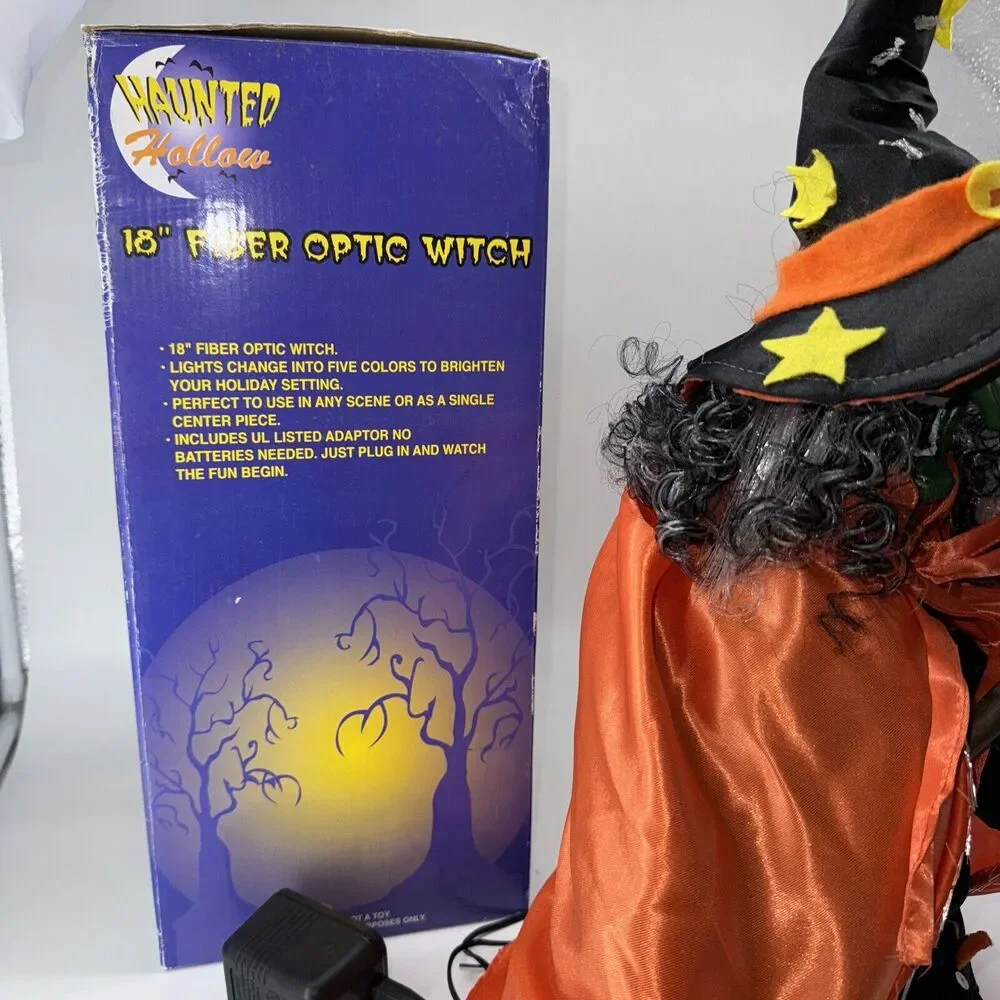 VINTAGE Fiber Optic Halloween Witch Light‎ Up Lamp Decor 18